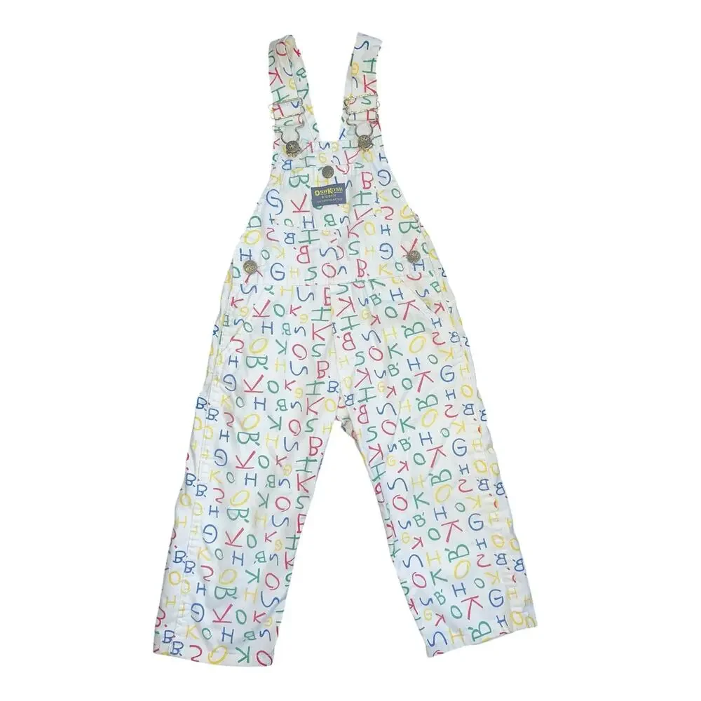 Vintage 90s OshKosh B'Gosh Vintage bib Overalls Osh spell out Print AOP size 3